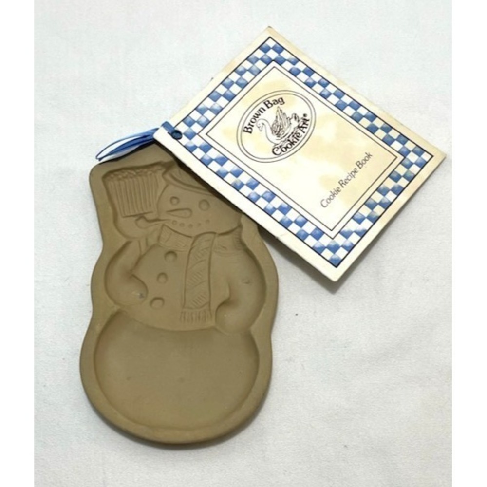 Vtg‎ Brown Bag Cookie Art Stoneware Snowman Mold 1989 Hill Design Christmas